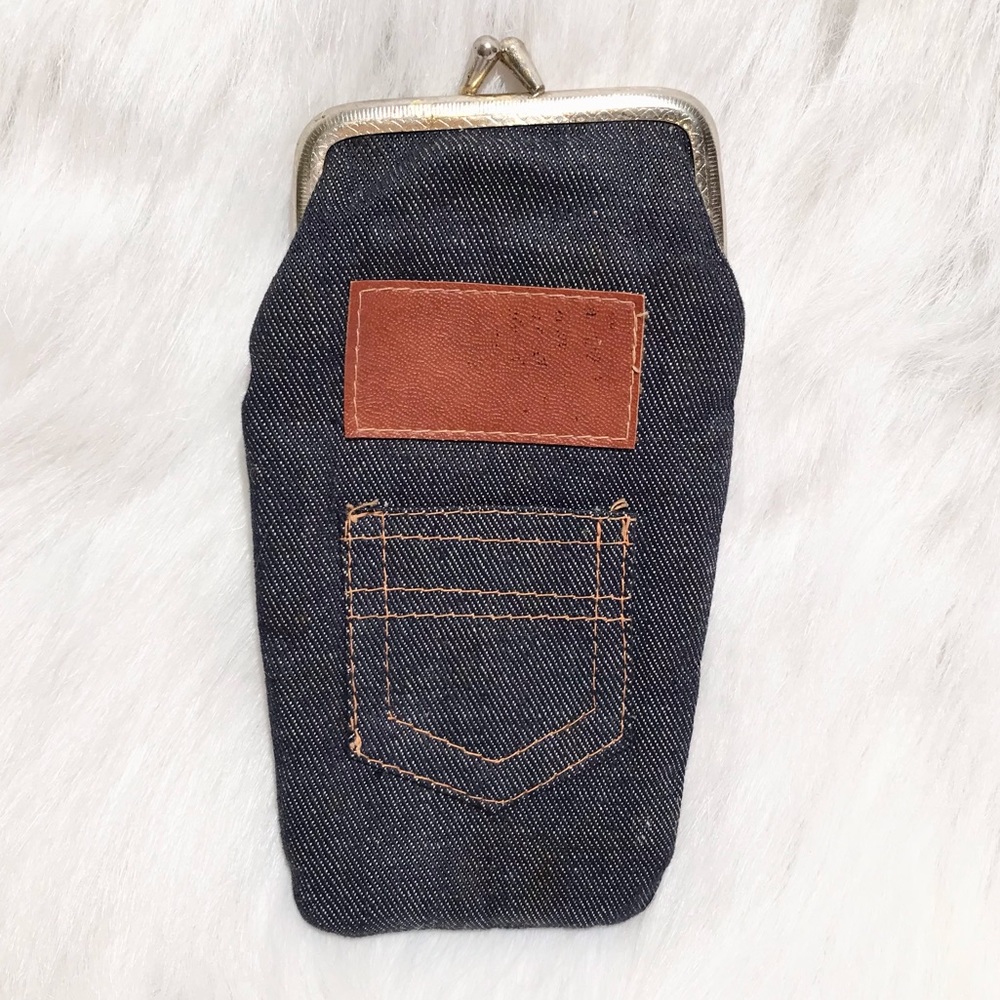Vintage coin purse denim jean pocket clasp pouch